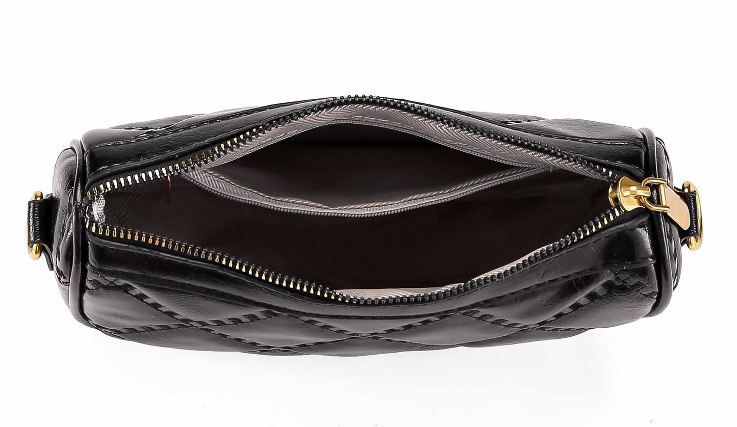 Diva Dale Quilted Crossbody Bag for Women, Adjustable Strap, Zipper Closure (Black)