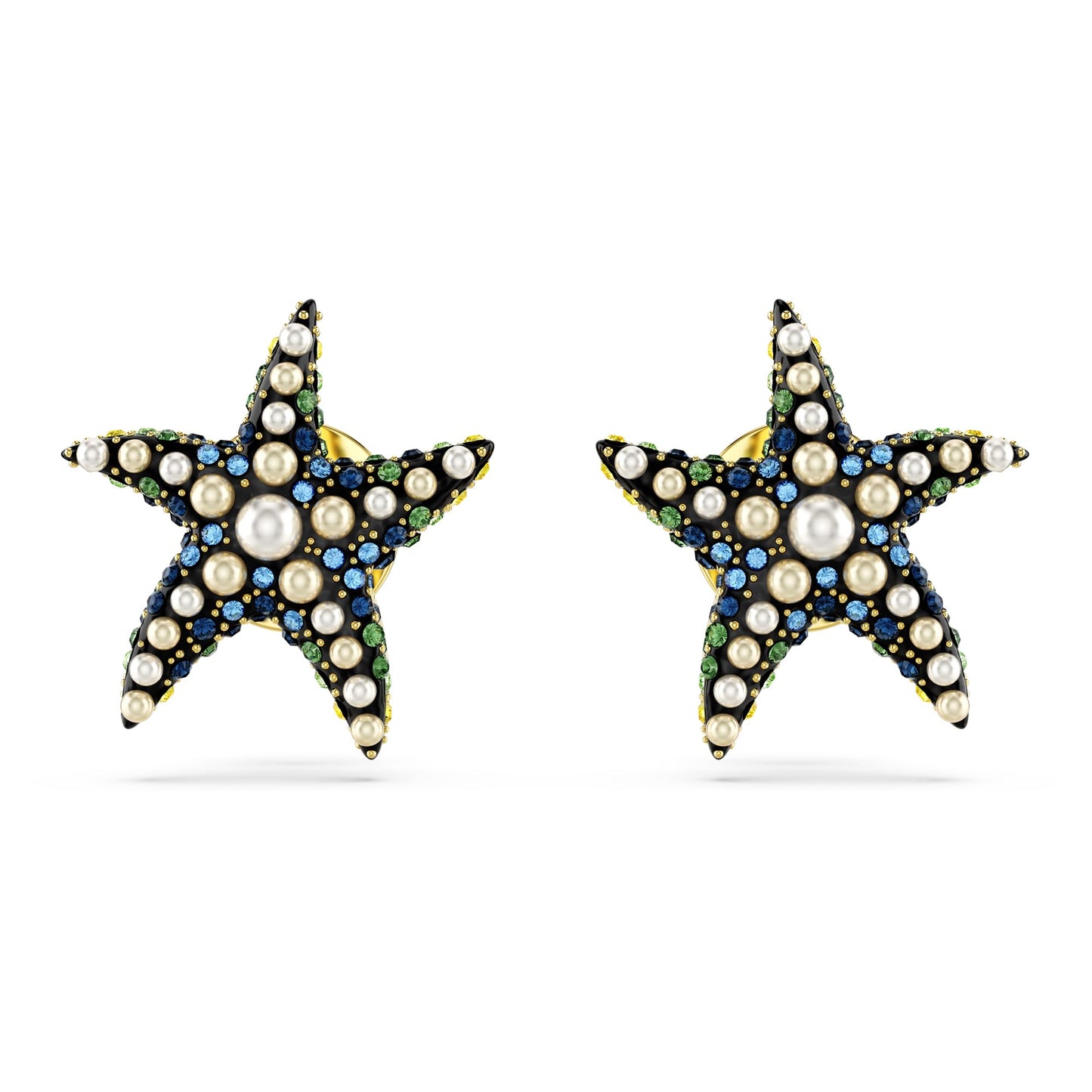 Swarovski Idyllia stud earrings, Starfish, Small, Multicolored, Gold-tone plated