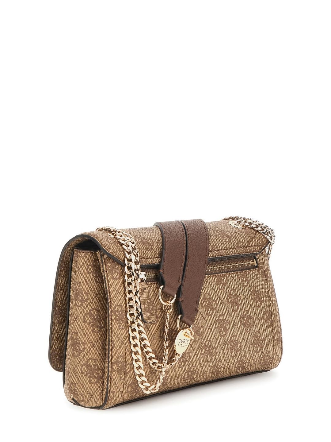 GUESS Brown Printed Noelle Convertible Flap Crossbody Bag