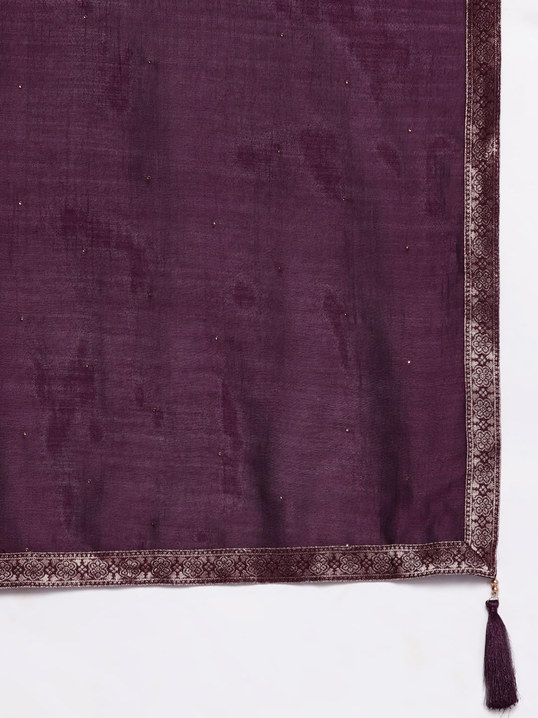 Libas Purple Yoke Design Silk Blend Anarkali Kurta With Churidar & Dupatta
