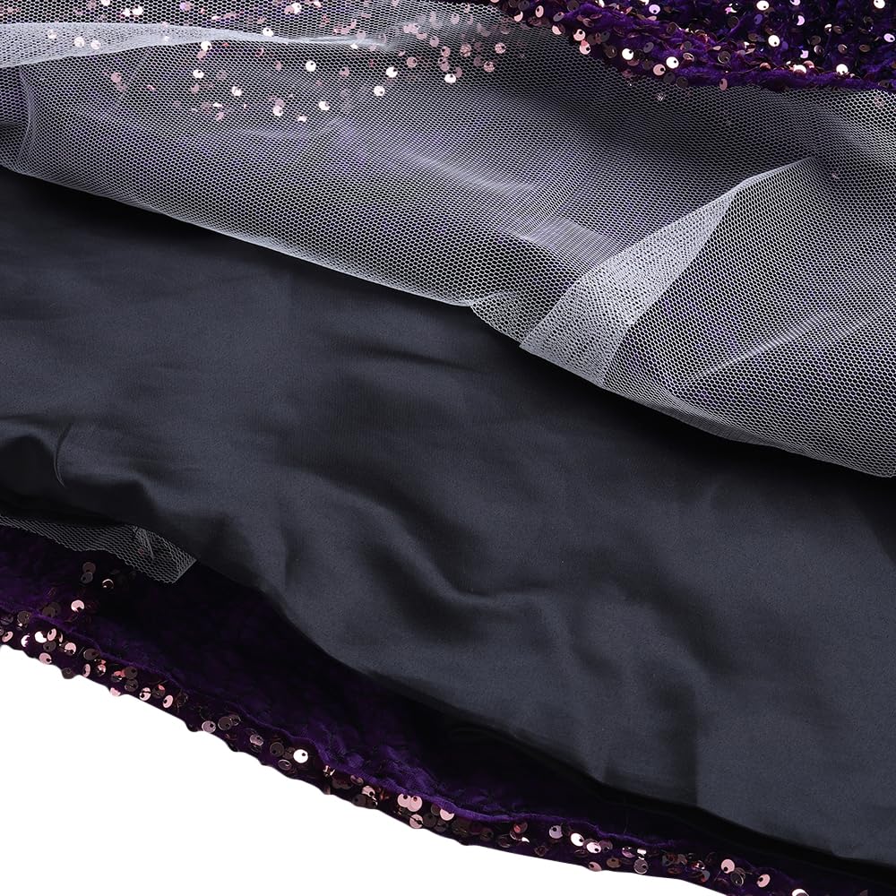 Hopscotch Girls Polyester Lycra Sequin Gown In Purple Color For Ages 8-9 Years (AL7-4565009)