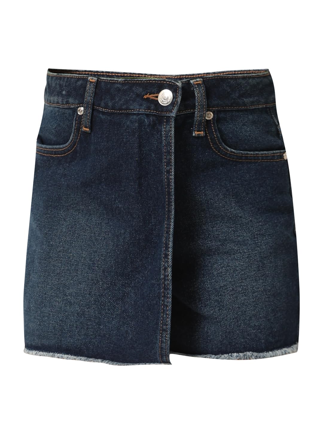 VERO MODA Girls Solid Cotton Dark Blue Denim Skort