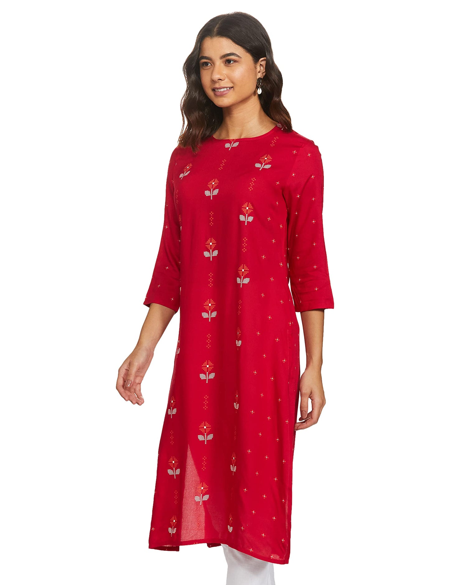Max Women Rayon Straight Fit Printed Straight Kurta (Daamsp20Cr21Fuchsia)_L