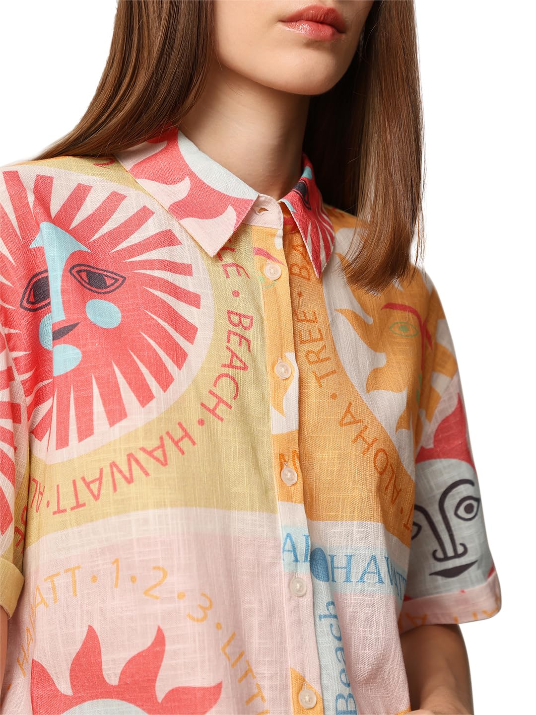 ONLY Women's Regular Fit Multicolor Shirt