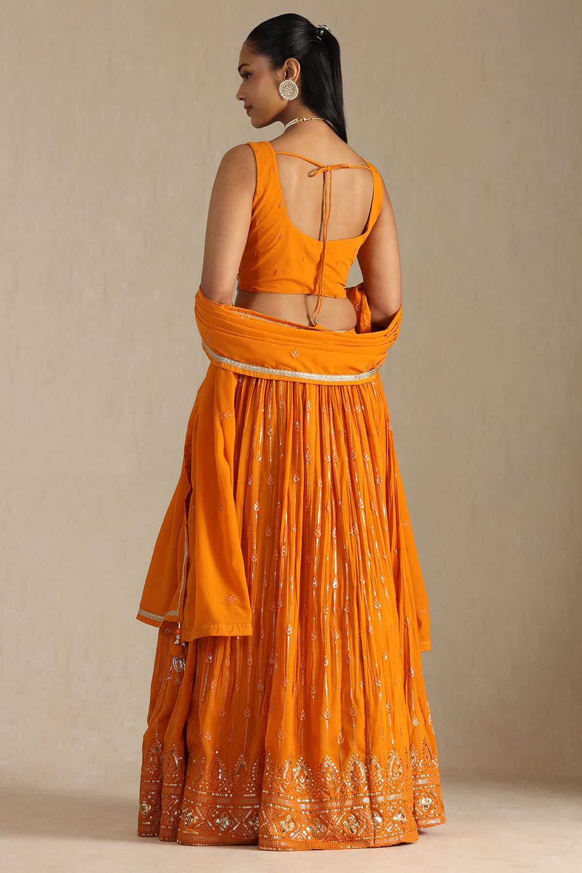 Soch Women's Georgette Lehenga Choli Set (OWS5CD21770_Orange_XL)