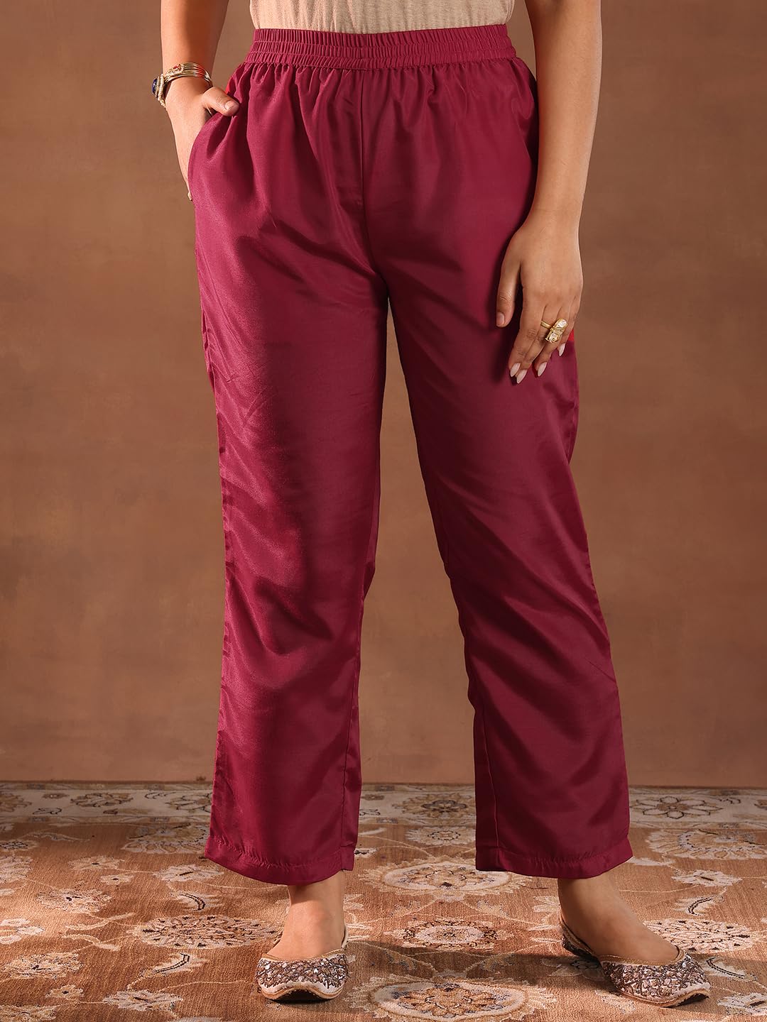 Libas Women's Silk Blend Kurta Sets (49504_Pink_M)