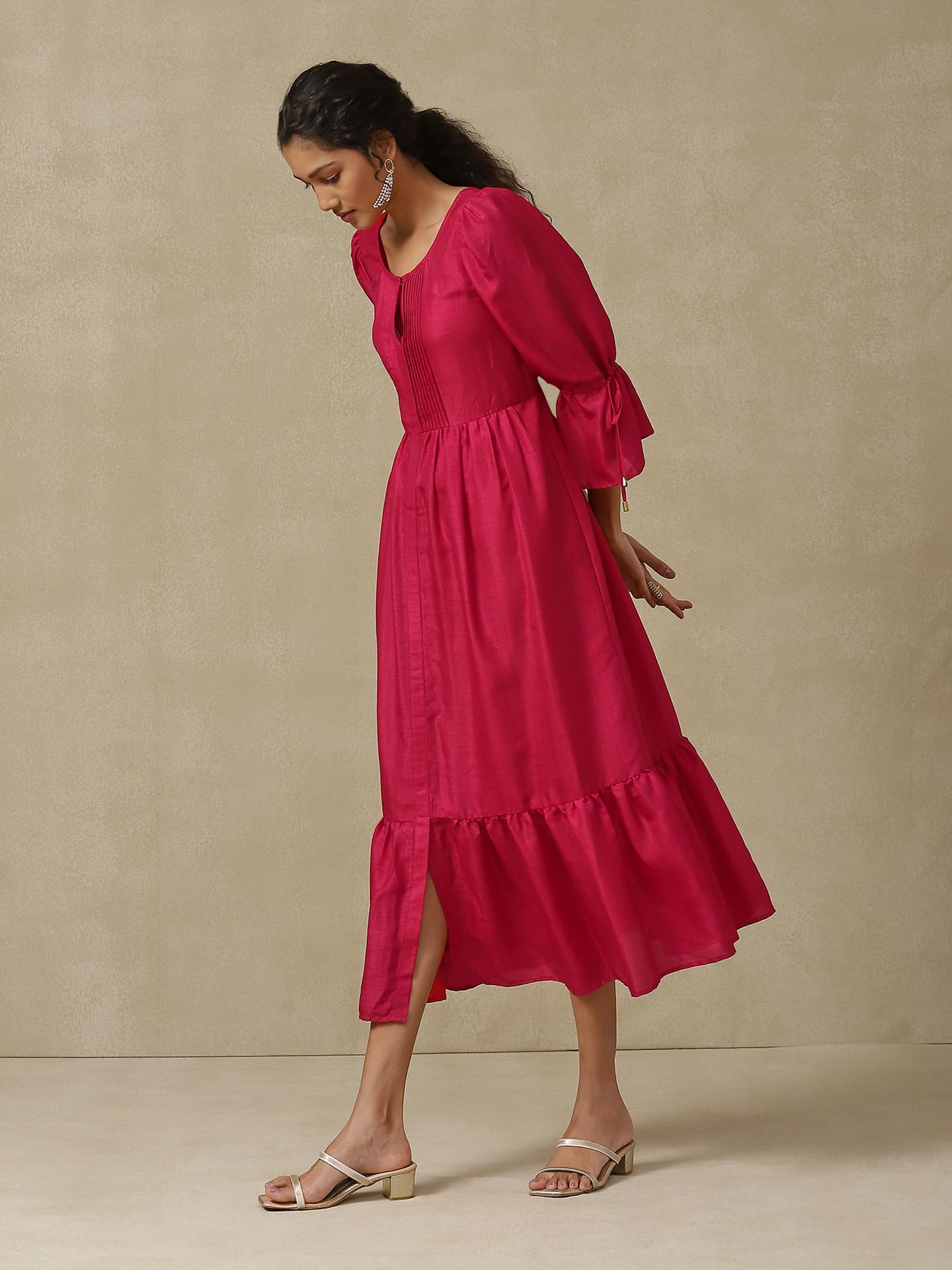 Aarke Ritu Kumar Magenta Solid Long Dress