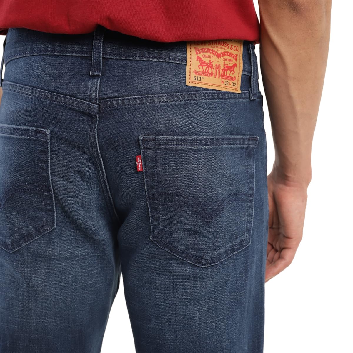 Levi's Men's Mid Rise 511 Slim Fit Mid-Rise Light Fade Stretchable Jeans Dark Indigo, 34