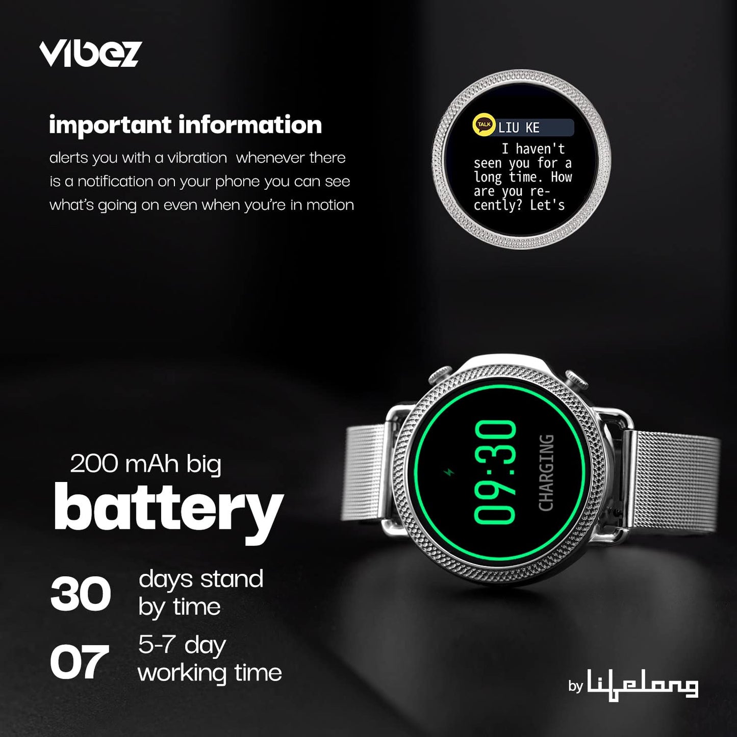 Vibez by Lifelong Ornate Smartwatch For Women with HD Display|Body Temprature |24x7 Heart Rate & SpO2 Tracking|8 Sports Mode|Sleep Monitor|IP67|7 days Battery Backup (VBSWW45, 1 Year Manufacturer Warranty, Silver)