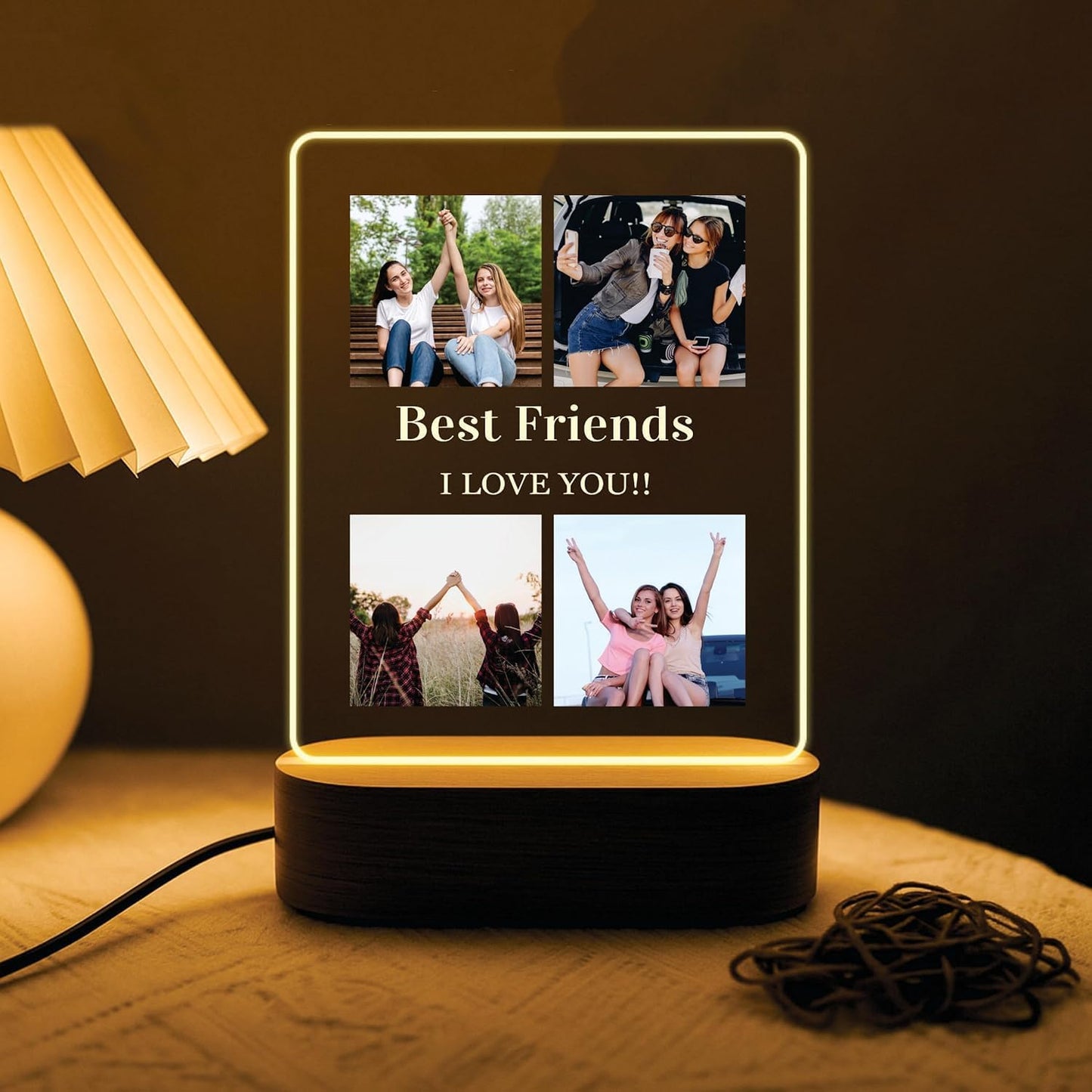 Giftplease Customized Photo & Message Gift for Loved Ones | Wooden Base LED Plaque | Personalized Frame | Perfect for Mom Dad Friends Family Couples Birthday Anniversary Wedding Valentine C_10