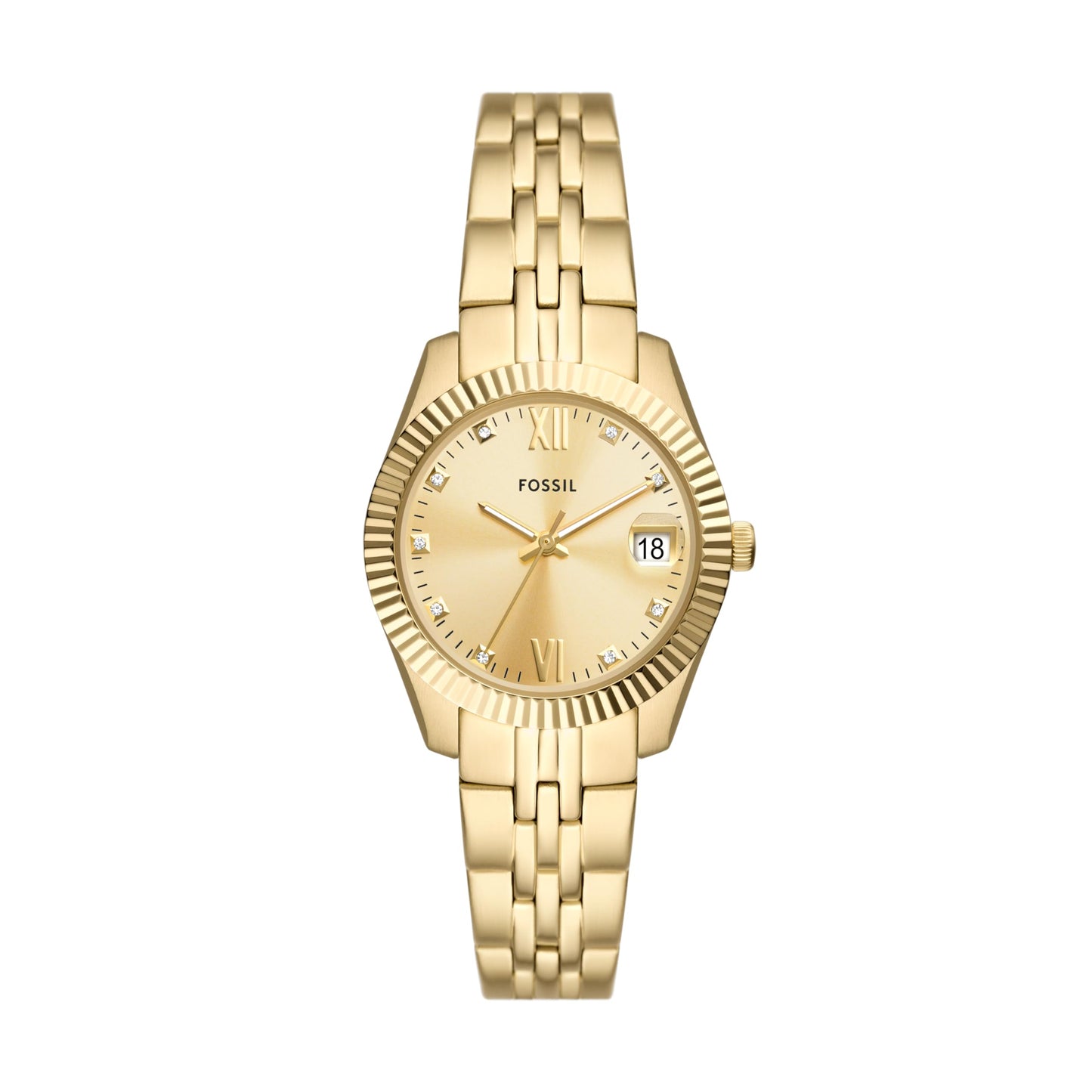 Fossil Analog Women Gold Gold Scarlette Quartz Stainless Steel Watch ES5338