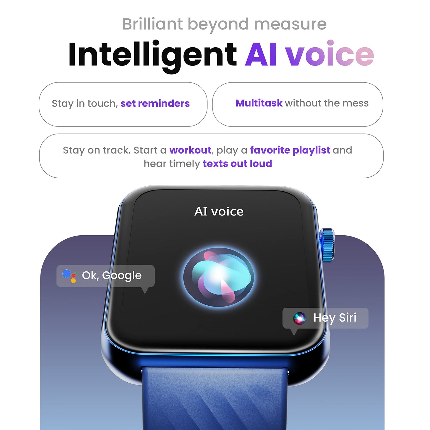 GOBOULT Drift Pro Smartwatch 1.78'' AMOLED HD Screen, BT Calling 5.1, 800 Nits Brightness, IP67, 150+ Watchfaces, 120+ Sports Modes, AI Voice Assistant, SpO2 Monitoring (Blue)