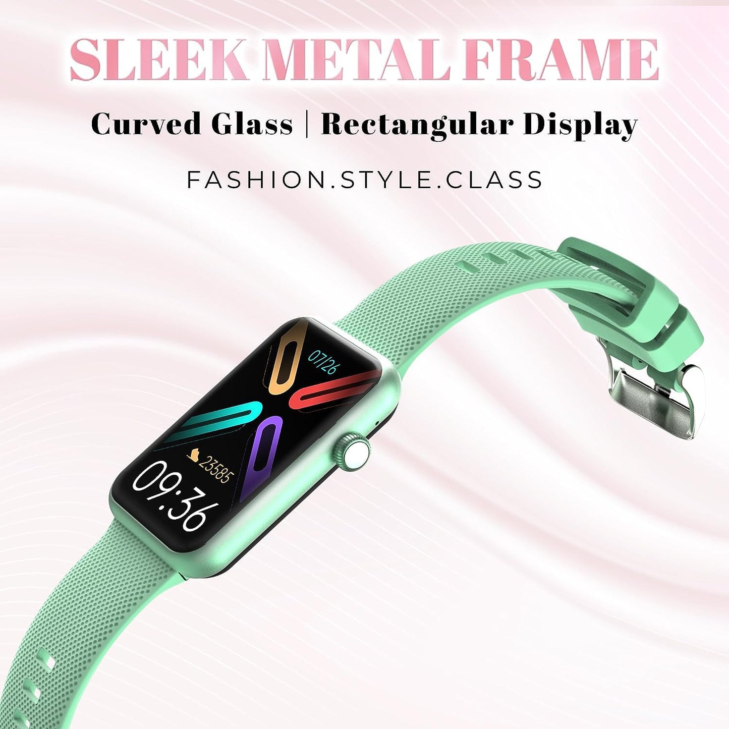 GIZMORE Slate 1.57 inch AOD Display | AI | Sports Modes | SpO2, BT Calling Smartwatch (Green)