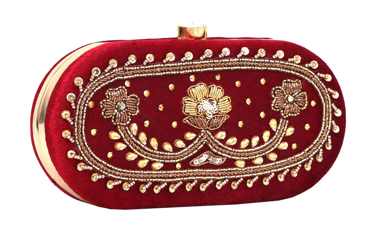 DUCHESS Women's Oval Clutch Maroon