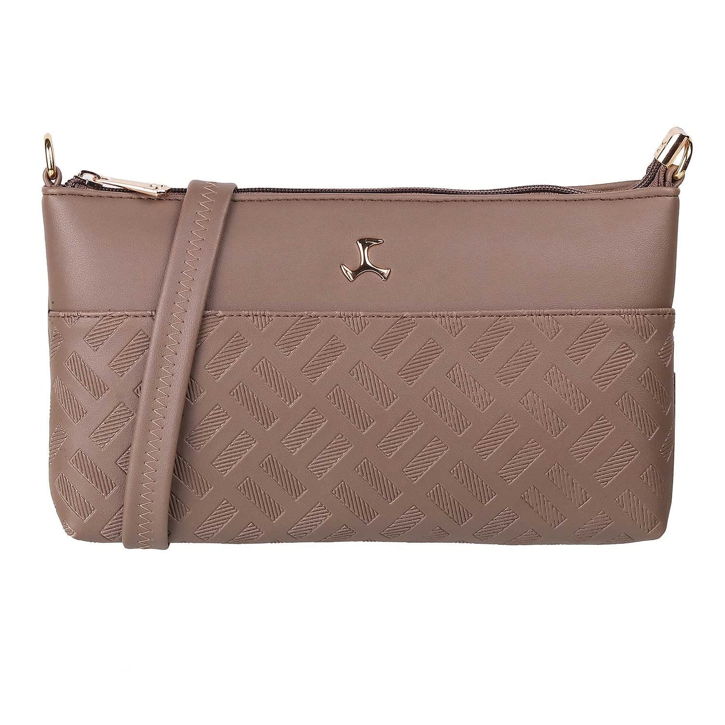 Mochi Light Brown Faux Leather Premium Zipper Casual Sling Bag For Women (66-7254)