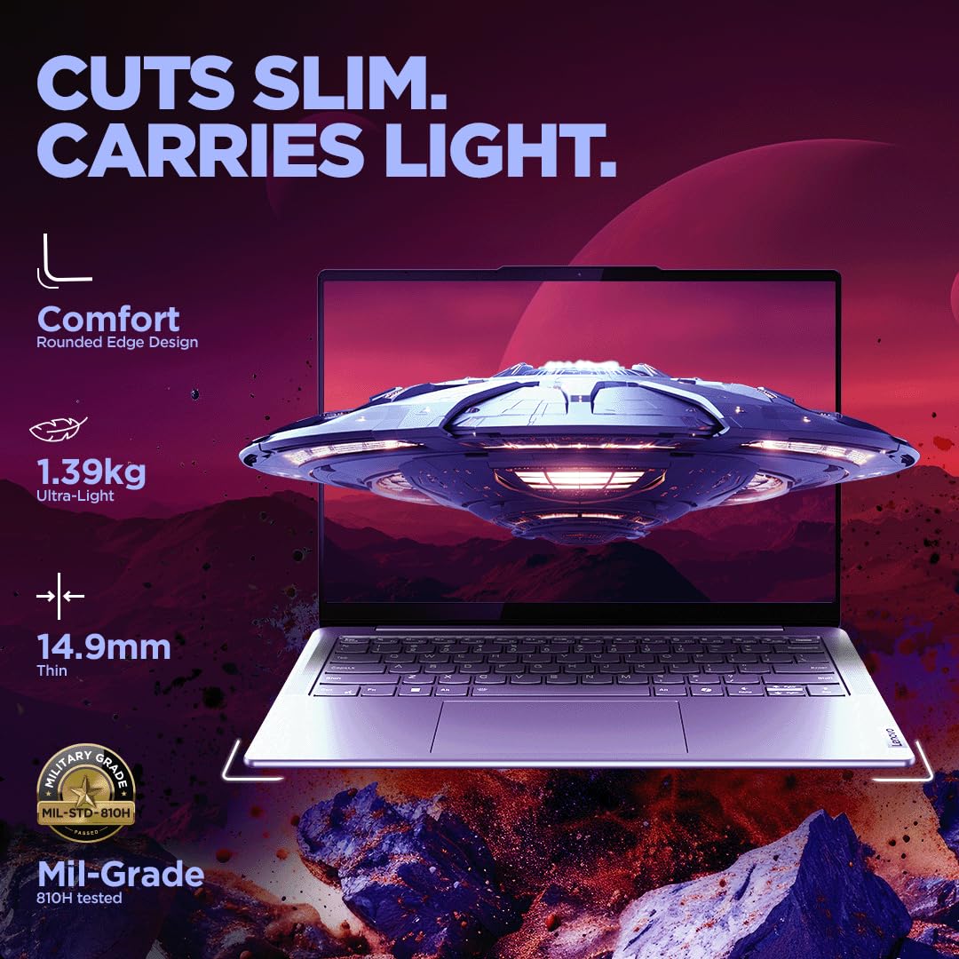 Lenovo Yoga Slim 7 Intel Core Ultra 5 125H (16GB RAM/1TB SSD/14 (35.5cm)/WUXGA OLED/Copilot+ PC/Windows 11/MSO 365 Basic+Office 2024/1Yr ADP Free/Teal/1.39Kg), 83CV00G2IN