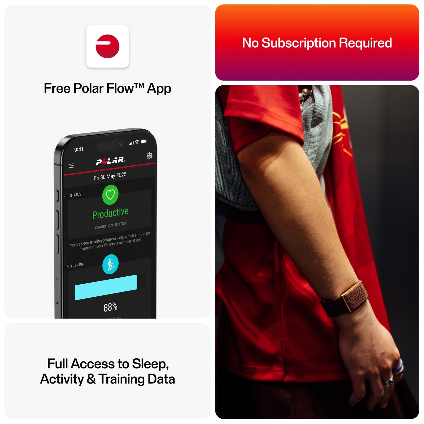 Polar Loop – Screen-Free Wellness Tracker with 24/7 Heart Rate, Sleep & Activity Tracking, 8-Day Battery, No Subscription, Black