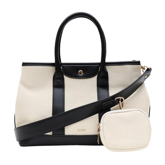 Kazo Bag Off White Brown Structured Shoulder Handbag | Premium Faux Leather Purse