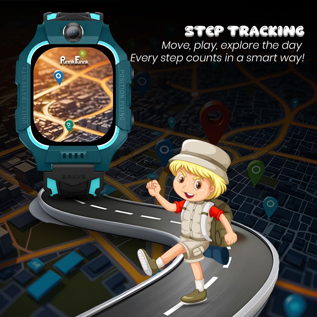 PunnkFunnk Q18 Kids Smart Watch, 2G/3G Connectivity, Two-Way Calling, Voice Calling, GPS Tracker, SOS Function, Camera & Water Rasistence, Smartwatch for Kids - Boys & Girls - (Green)