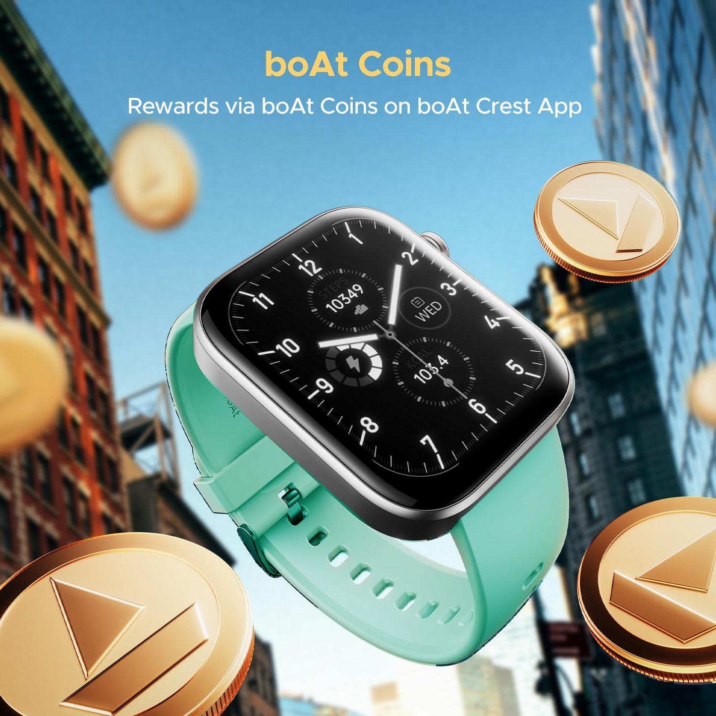 boAt Storm Call 3 w/Turn-by-Turn Navigation, 1.83” HD Display, Bluetooth Calling, Crest+ OS, QR Tray, Watch Face Studio, Coins, Emergency SOS Smart Watch for Men & Women(Mint Green)