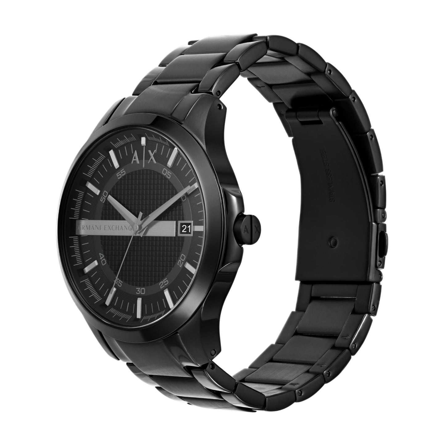 Armani Exchange Mens Hampton Stainless Steel Analogue Watch with Bracelet (Black_Free Size)