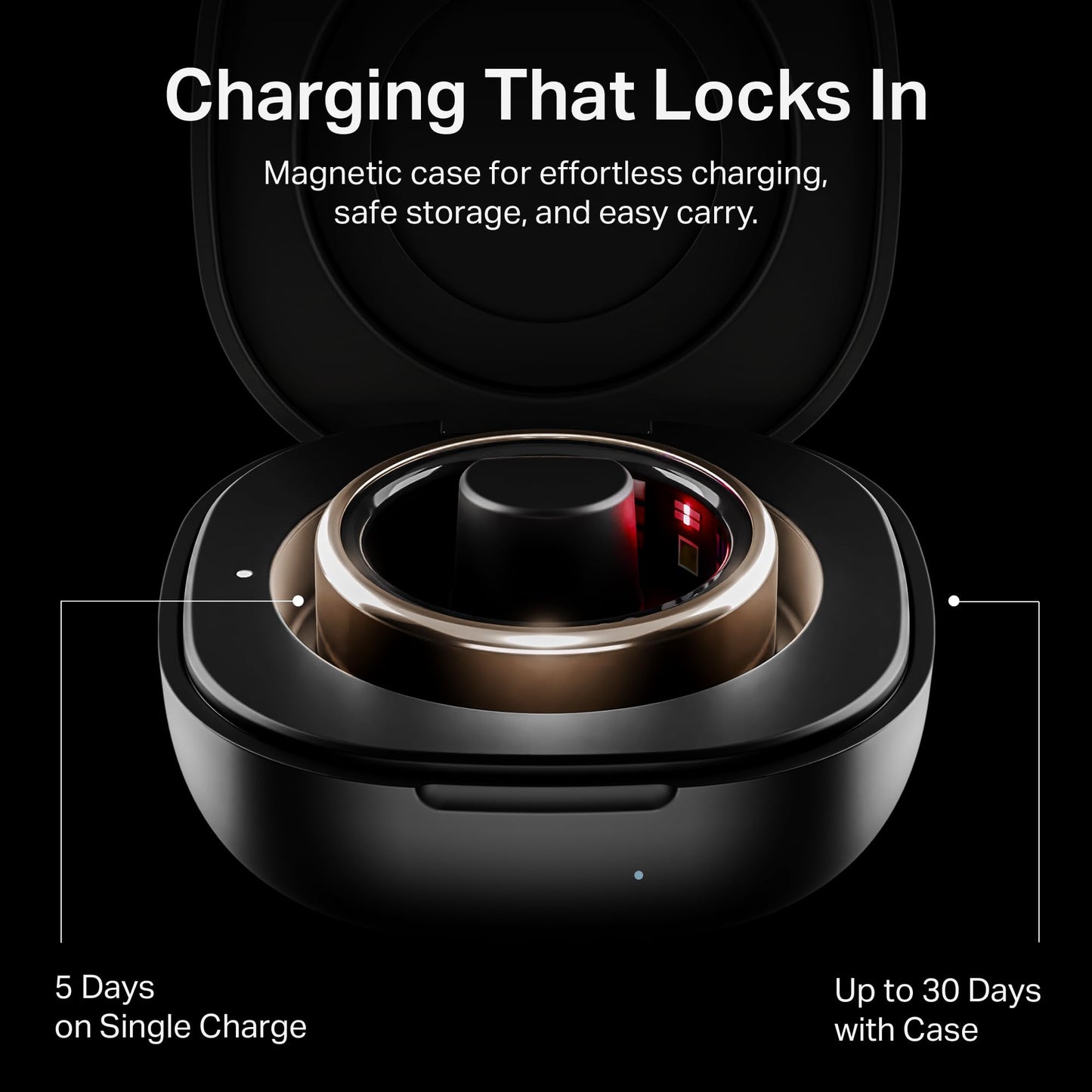 boAt New Launch SmartRing Active Plus, Auto Heart Rate, Sleep, SpO2, Stress & Skin Temperature Monitor, Stainless-Steel Build, Lightweight, 30-Days Battery, Magnetic Charging Case(8, Midnight Black)