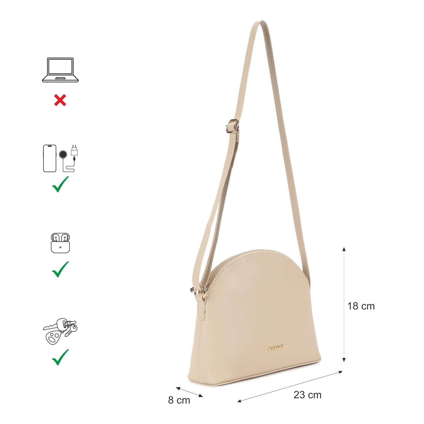 Fastrack Trendy Sling Bag with Adjustable Strap | Faux-Leather Women's Handbags | Sling for Casual Carry | Sling for Casual Carry