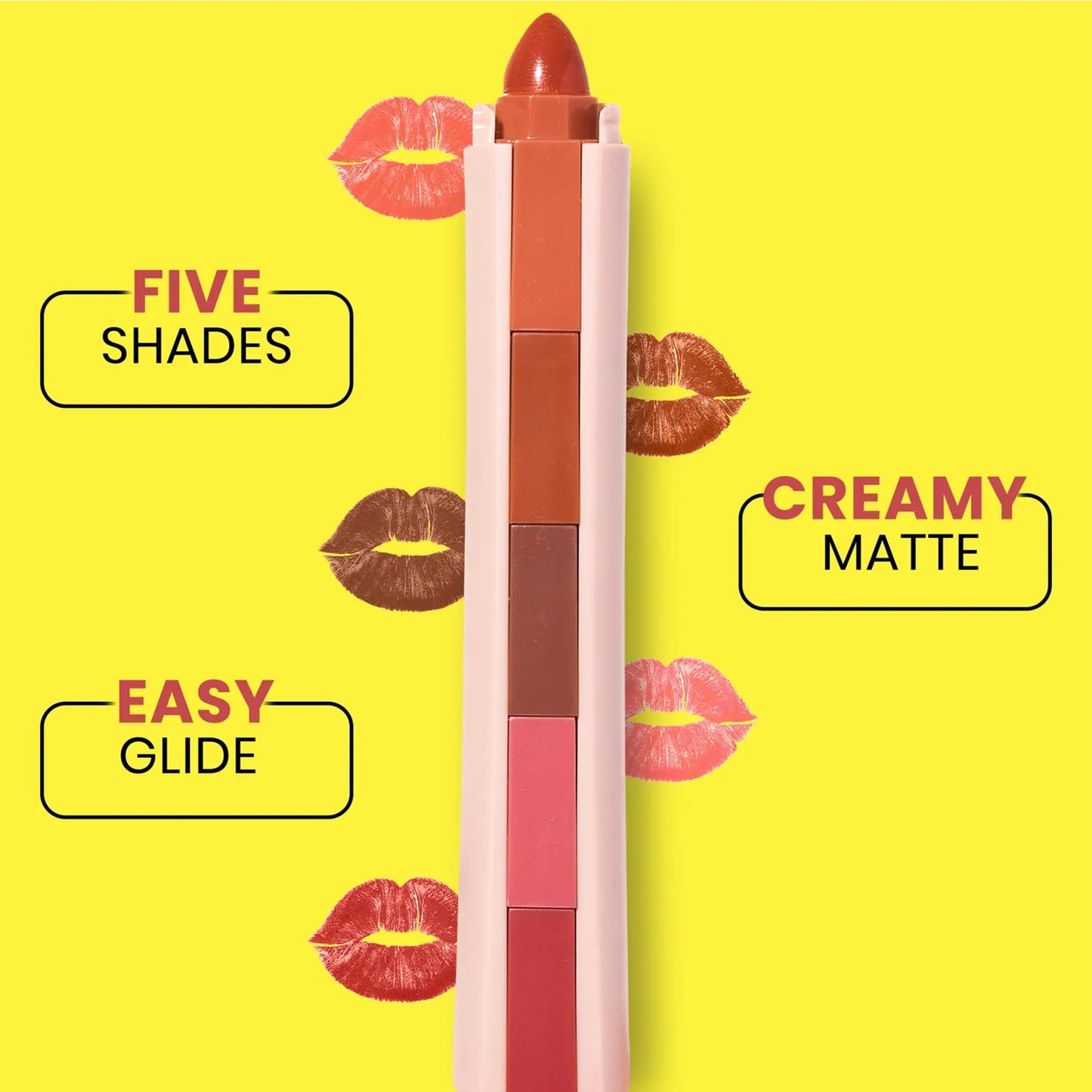 NY Bae 5 in 1 Lipstick - Nude Moods 02 (6.5g) | Lip Crayon | Nude Pink and Brown Shades | Natural Finish | Lip and Cheek Tint | Eyeshadow | Lipstick | Bronzer | Travel Kit | Multi-stick