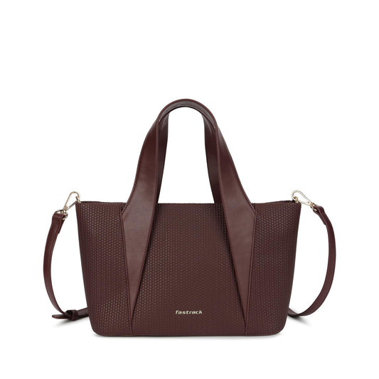 Mocha Plait Satchel | Faux-Leather Women's Handbag | Dual Carry with Braided Texture & Zipper Closure