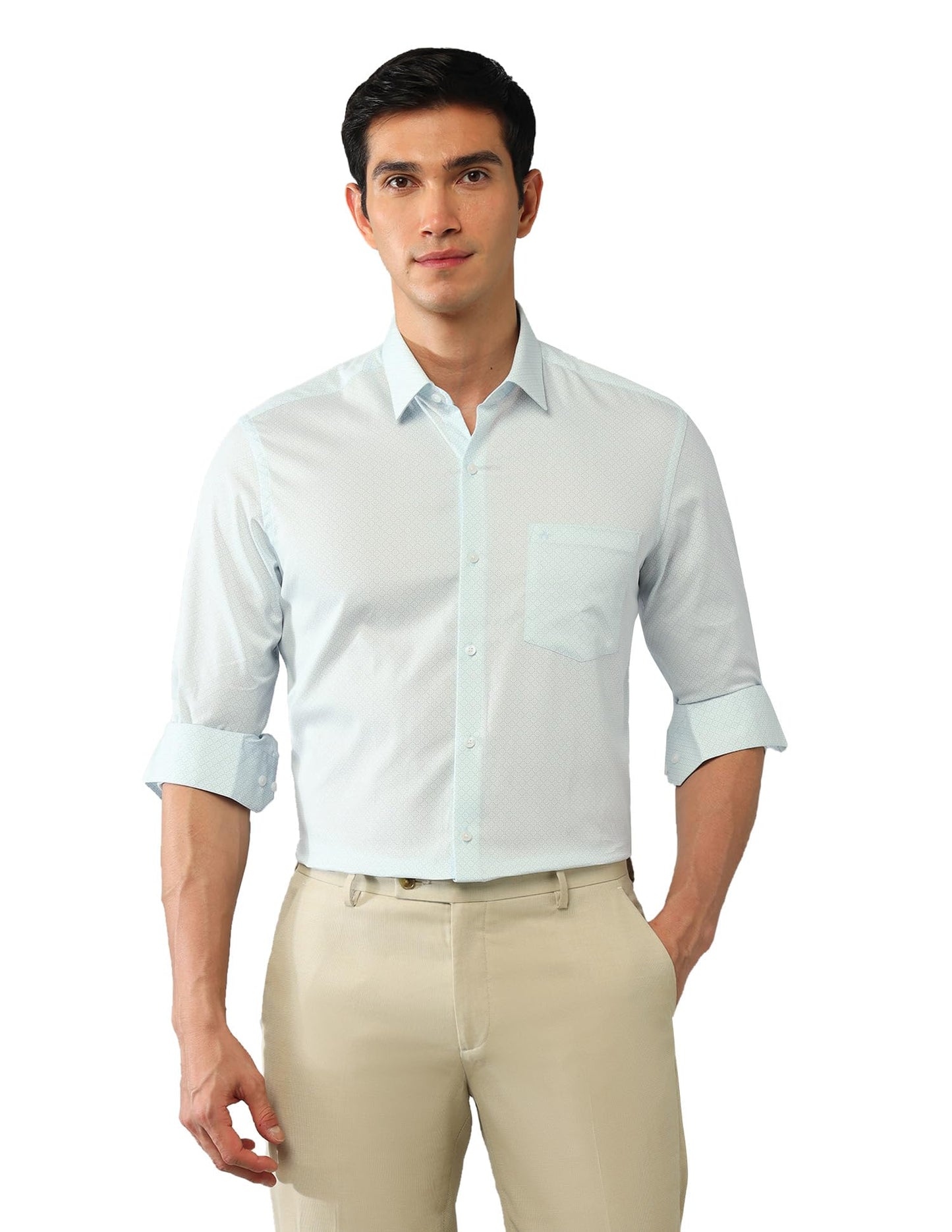 Arrow Slim Fit Twill Printed Shirt_ARAJSH0747_40 Light Green
