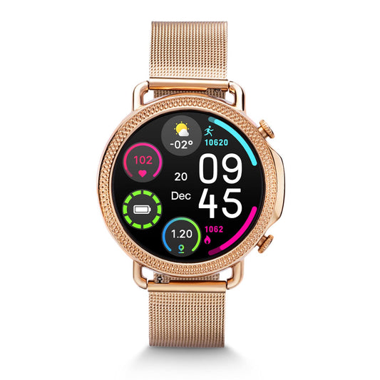 Vibez by Lifelong Ornate Smartwatch for Women with HD Display|Body Temprature |24x7 Heart Rate & SpO2 Tracking|8 Sports Mode|Sleep Monitor|IP67|7 Days Battery Backup (VBSWW450,Gold)