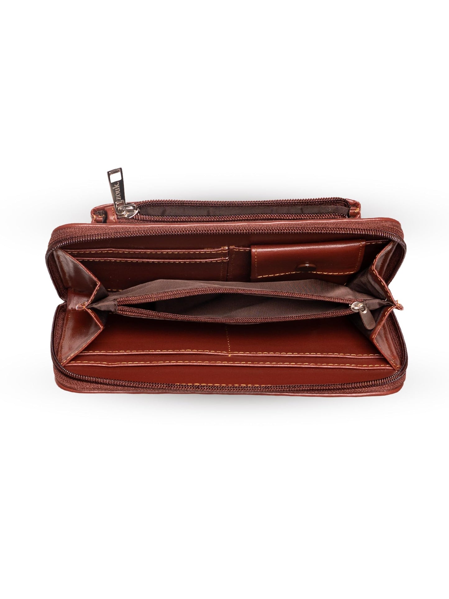 ZOUK Women Handcrafted Classic Zipper Wallet - Kolkata Nouveau