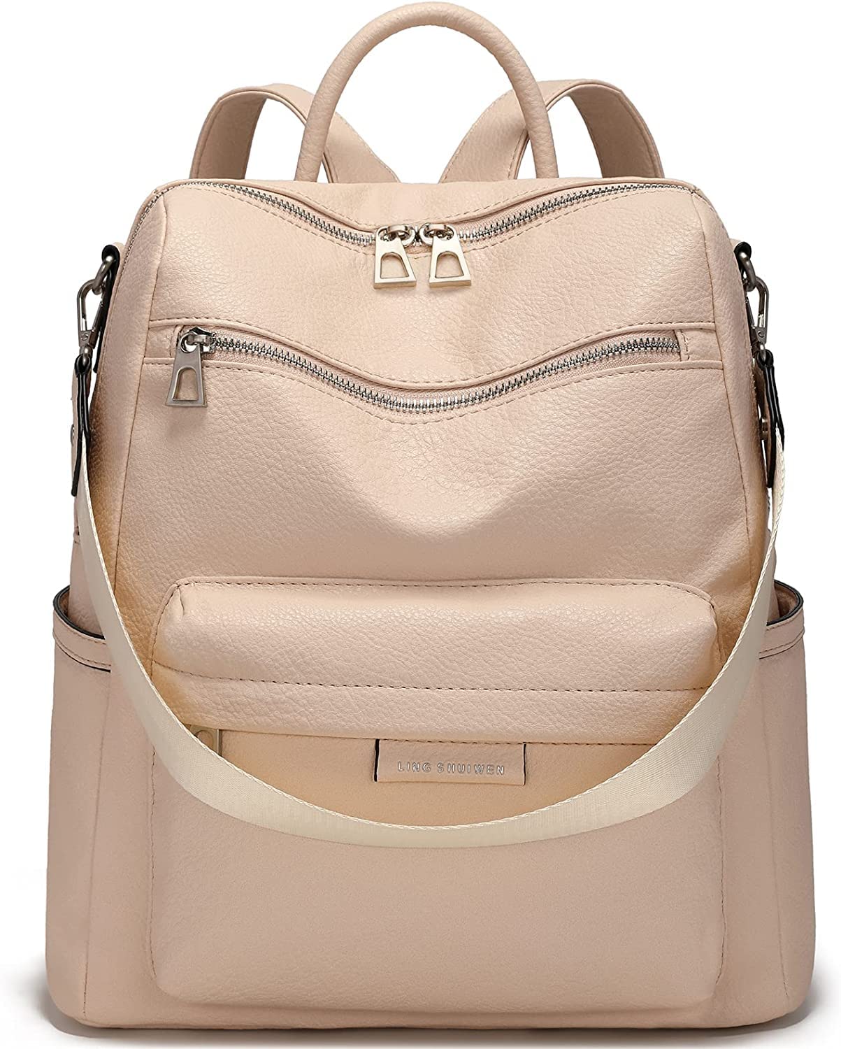 ProArch Premium Leatherate Drycoat Convertible Backpack Handbag Sling Bags for Womens (CreamLD)