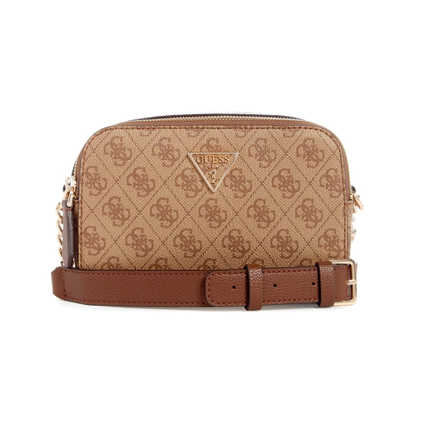 GUESS Women's Brown Printed Crossbody Camera Bag| Ladies Purse Handbags | Gift For Ladies