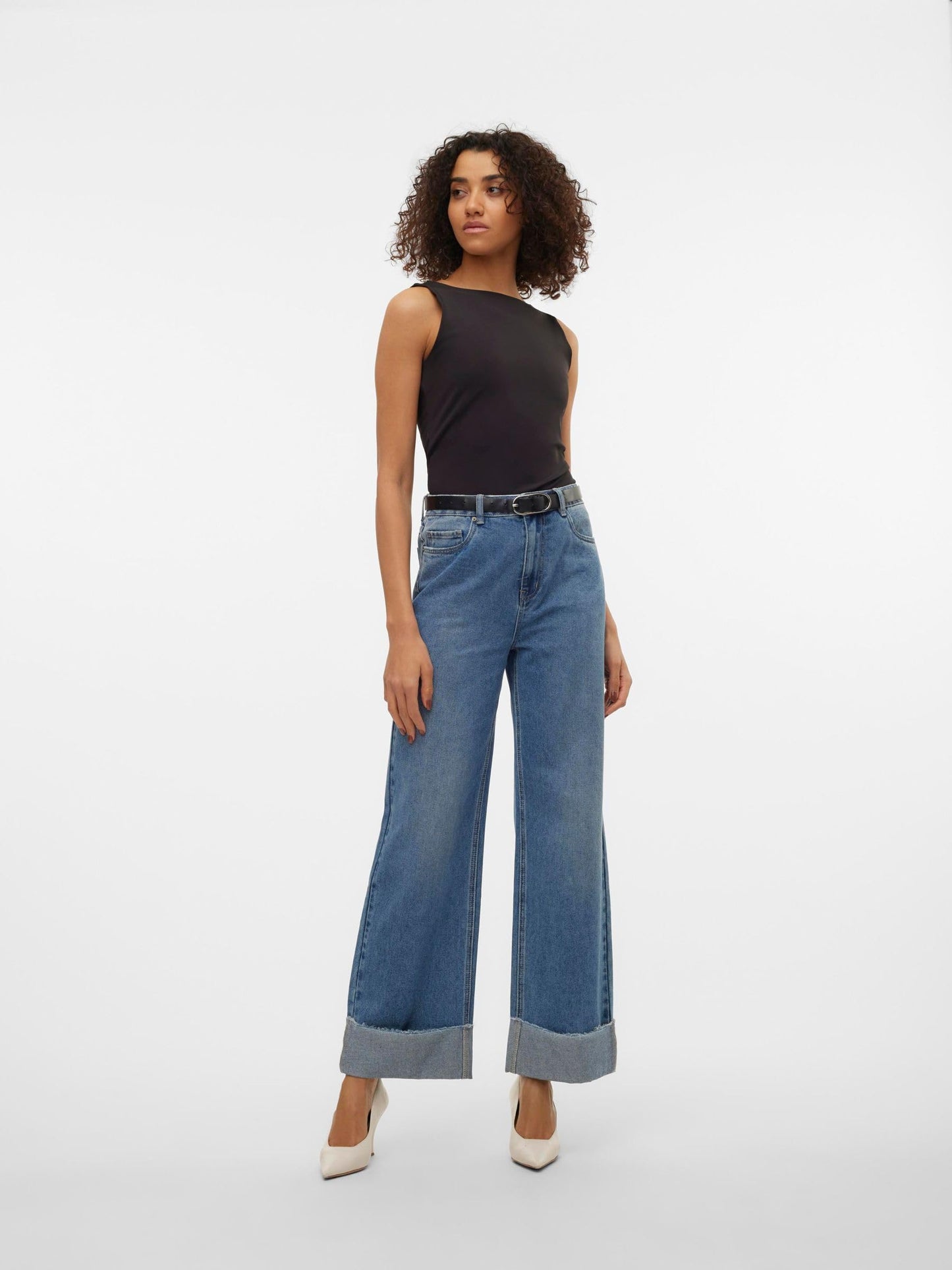 VERO MODA Women Wide Leg High-Rise Blue Jeans