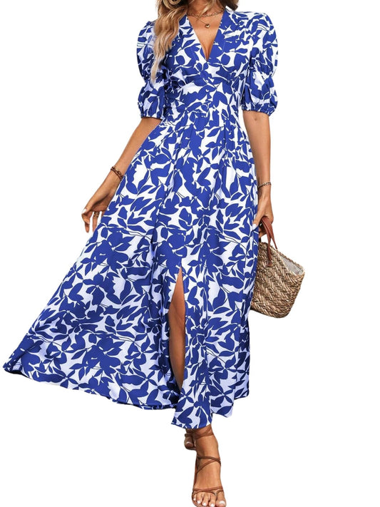 GRECIILOOKS Rayon Fit and Flare Ankle Length One Piece Maxi Bodycon Dresses Midi Dress for Women (GL-WD1219_Blue