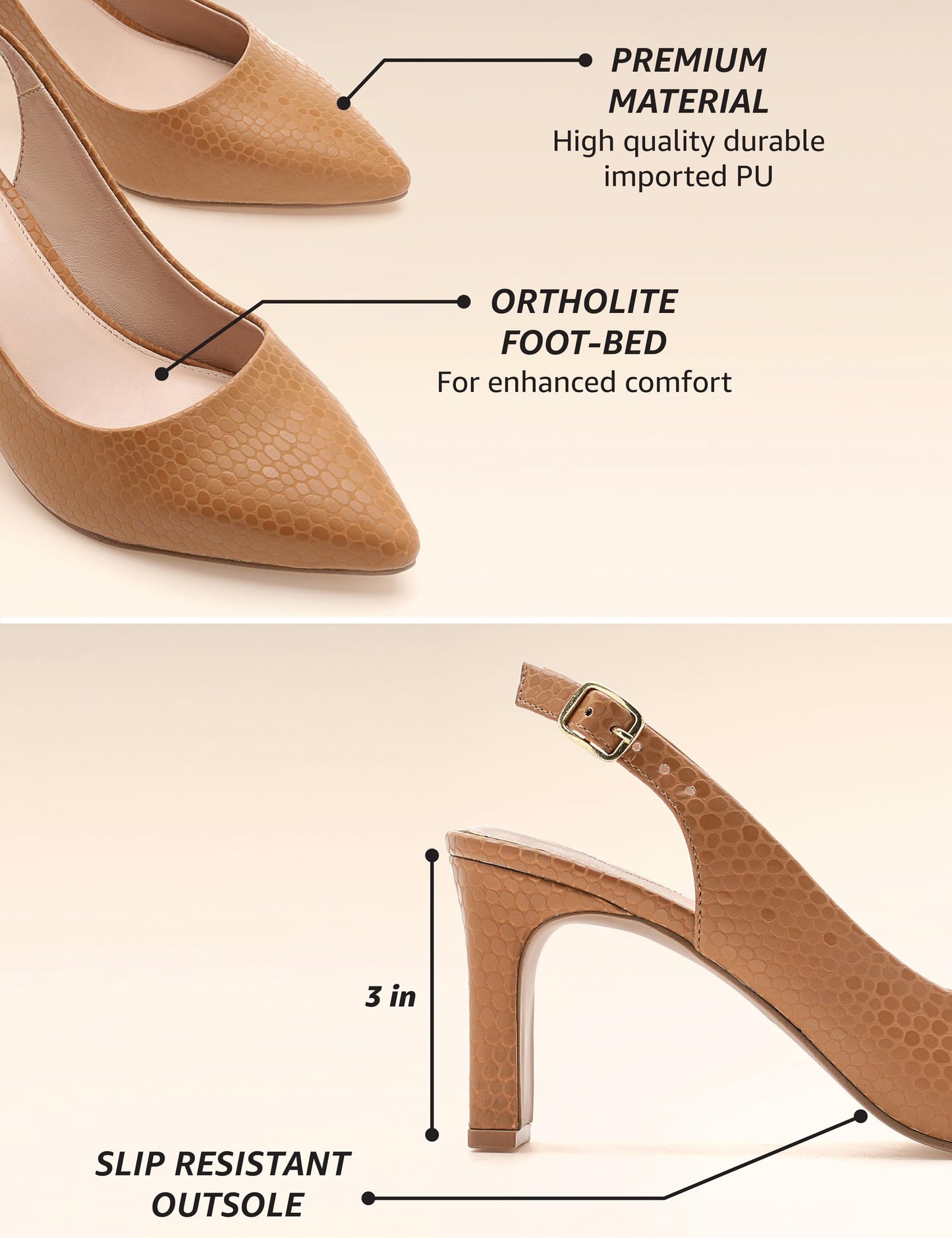 Symbol Premium Women's Slingback Tan Pumps_4 UK (AZ-SPW-FTW-PU04)