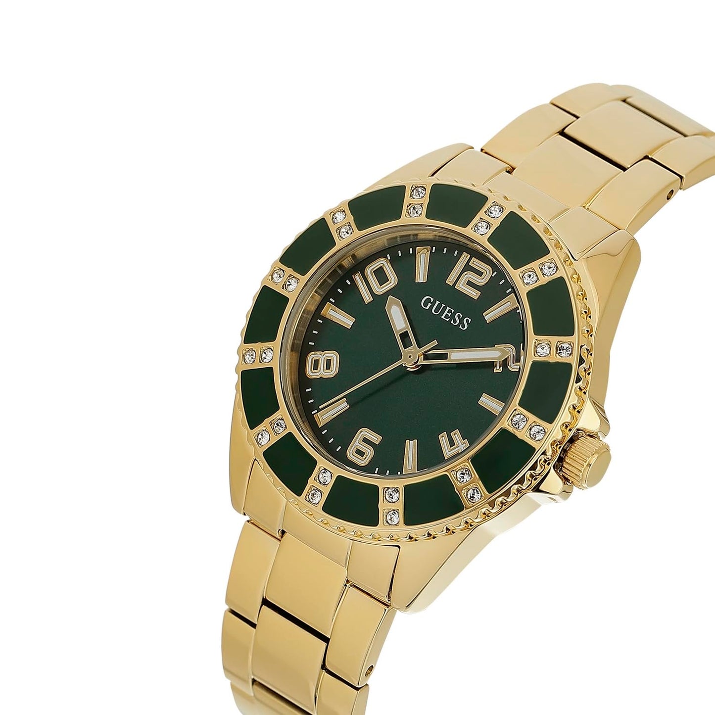 GUESS Stainless Steel Analog Green Dial Women's Watch-U1391L3M, Band_Gold