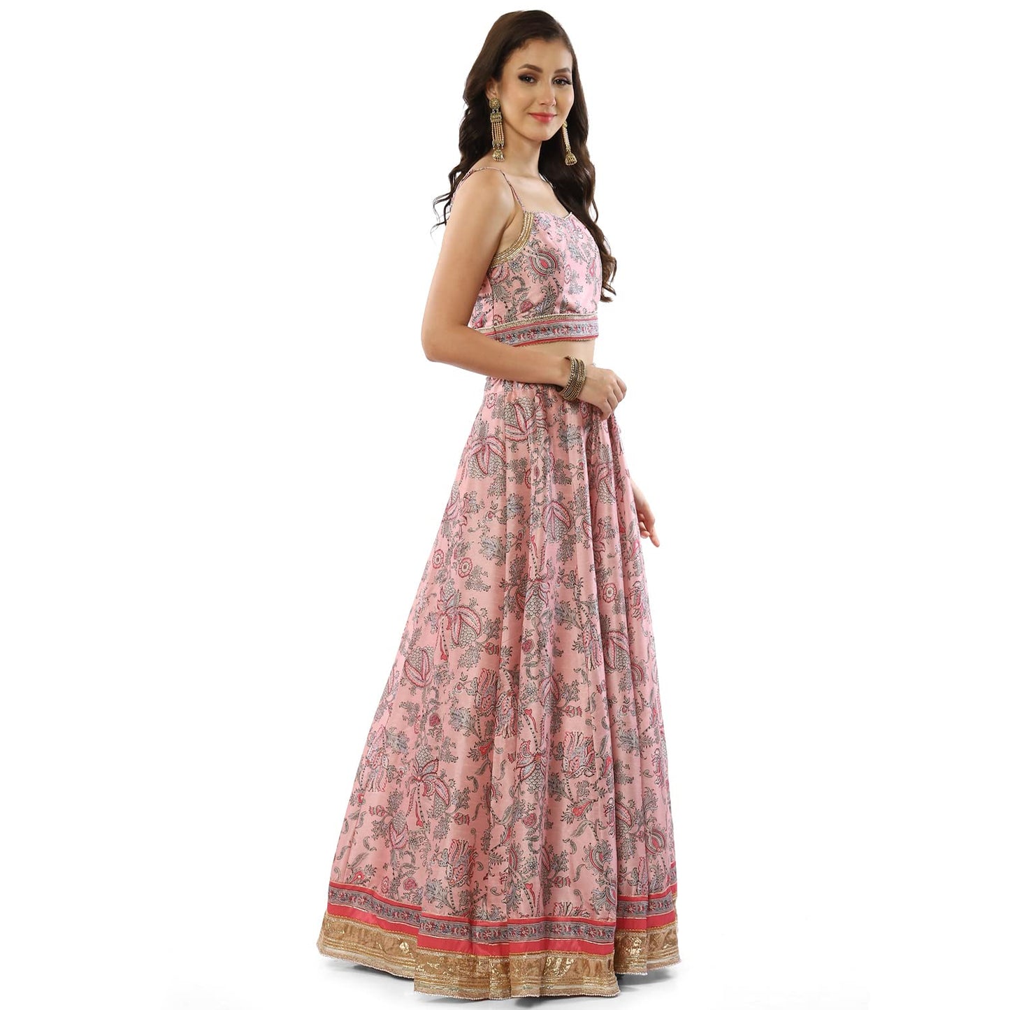 BIBA Women's Polycotton Lehenga Set (SKDASSORTED8263_Soft Pink_38)