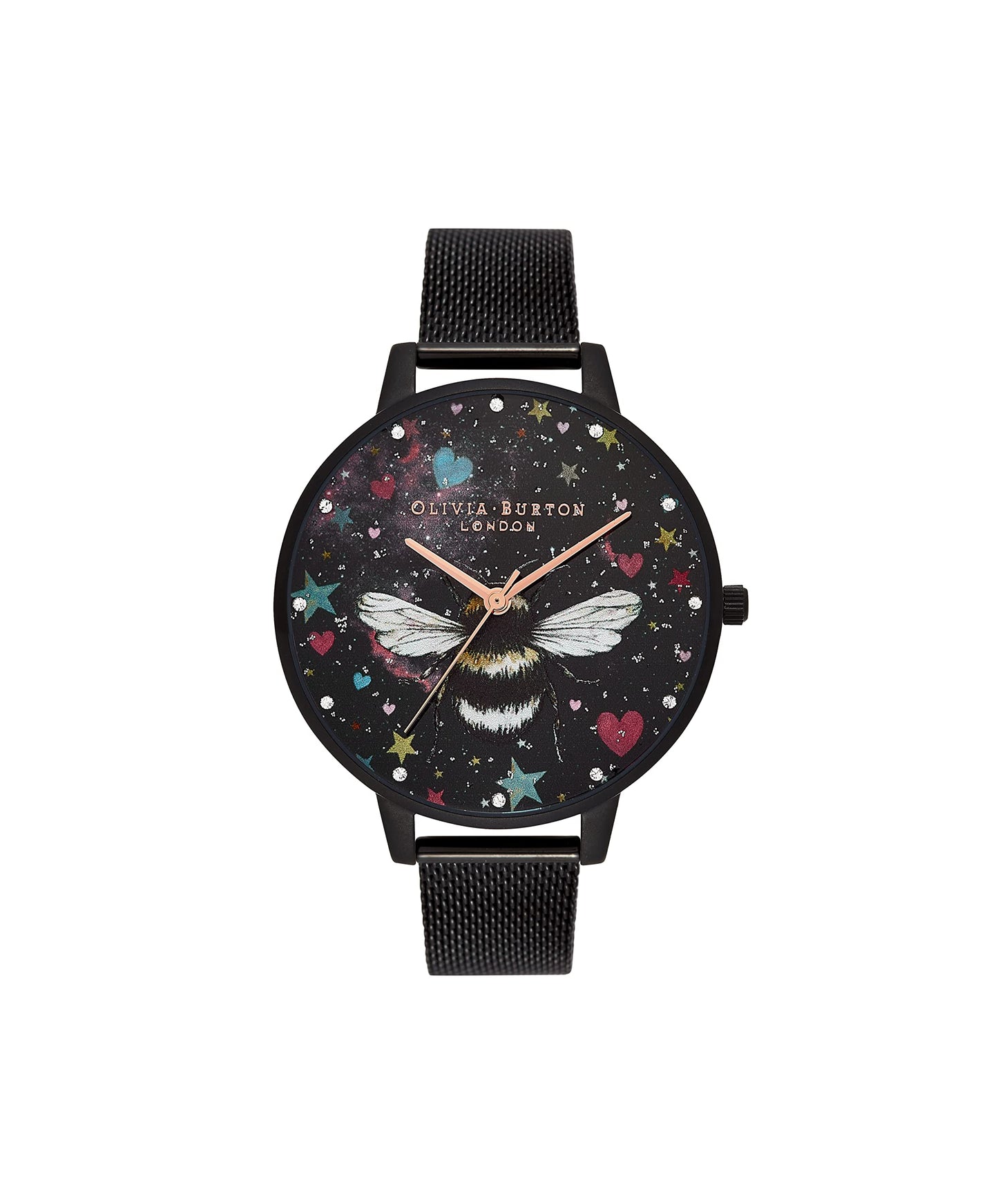 Olivia burton Night Garden Quartz Slim White Mother of Pearl 3D Print Stone Dial for Women's Watch - OB16WG87