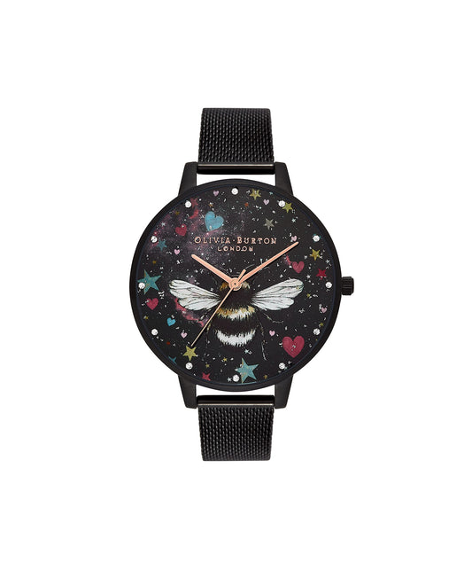 Olivia burton Night Garden Quartz Slim White Mother of Pearl 3D Print Stone Dial for Women's Watch - OB16WG87