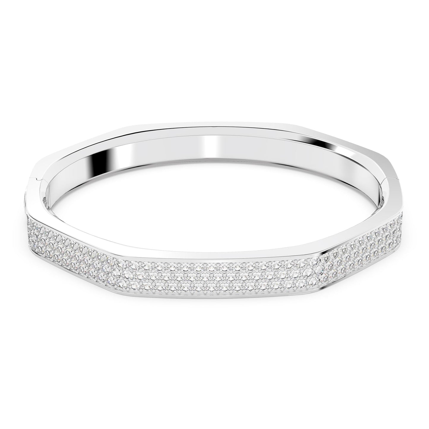 Swarovski Dextera bangle, Octagon shape, White, Rhodium plated