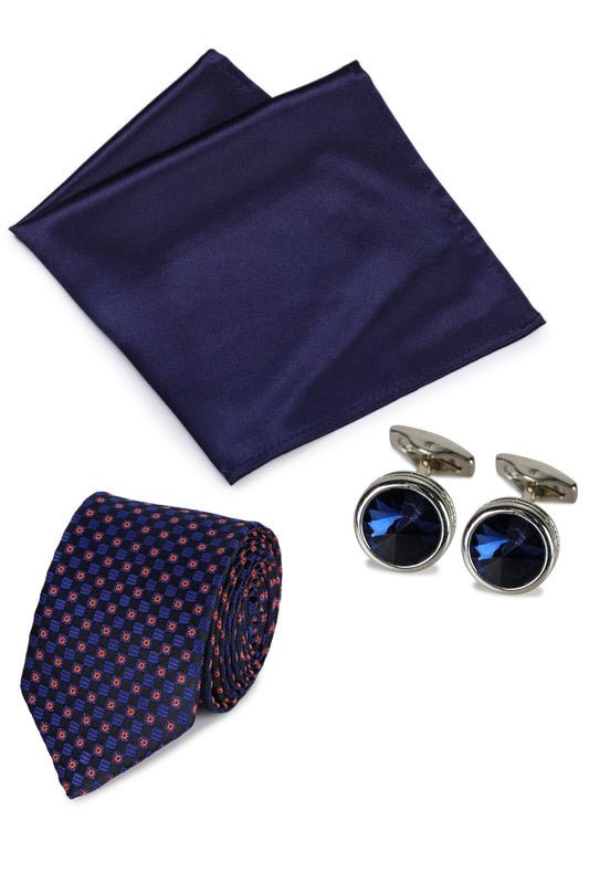 Park Avenue MULBURRY SILK TIE + POCKET SQUARE +CUFFLINK GIFTSET (PZYG03404-B6_)