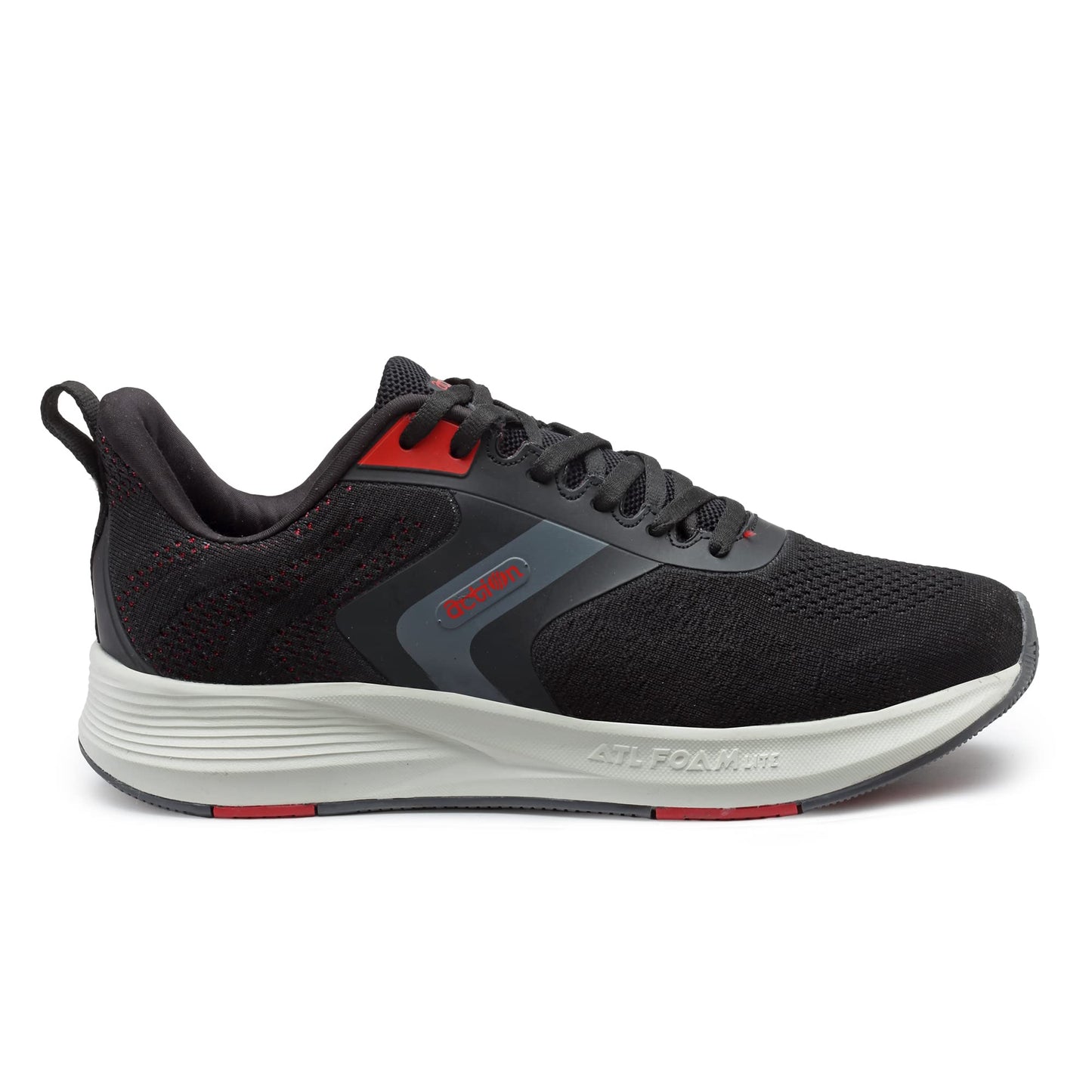 Action Athleo ATG-709 Men's Black Red Mesh Breathable/Lightweight/Comfort/Walking/Gym/Outdoor/Trendy Running Shoe