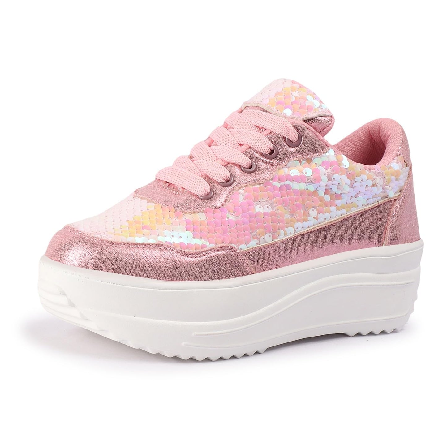 LENSBURY Women's Shoes for Walking Wedding Party Bridal Casual, Sports, Slip-On, Lightweight Lace up Athletics Slipon Running Sneaker for Ladies and Girls LBCNV4026PNK-36 Pink