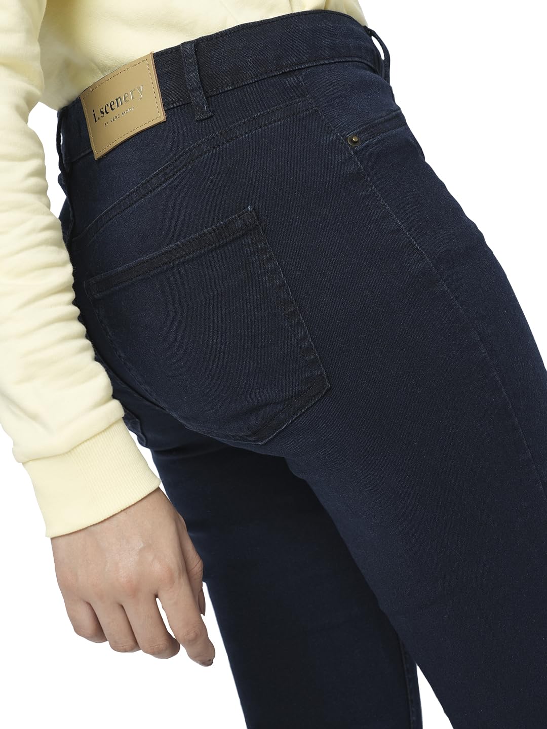 VERO MODA Women Solid Blue Cotton Skinny Fit Ankle Length High Rise Jeans