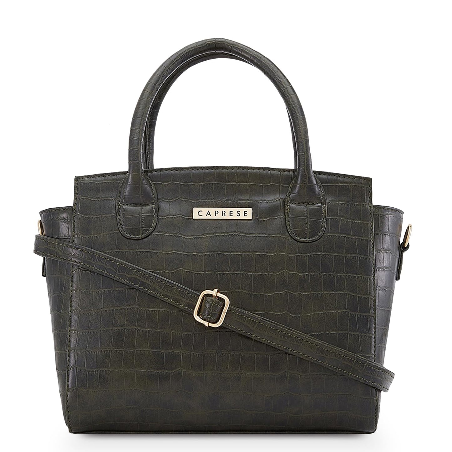 Caprese Cristina Satchel Medium Green Bag with Adjustable & Detachable Strap - Versatile Shoulder, Crossbody & Handheld Bag for Work, Travel, and Everyday Use - Spacious with Multiple Compartments