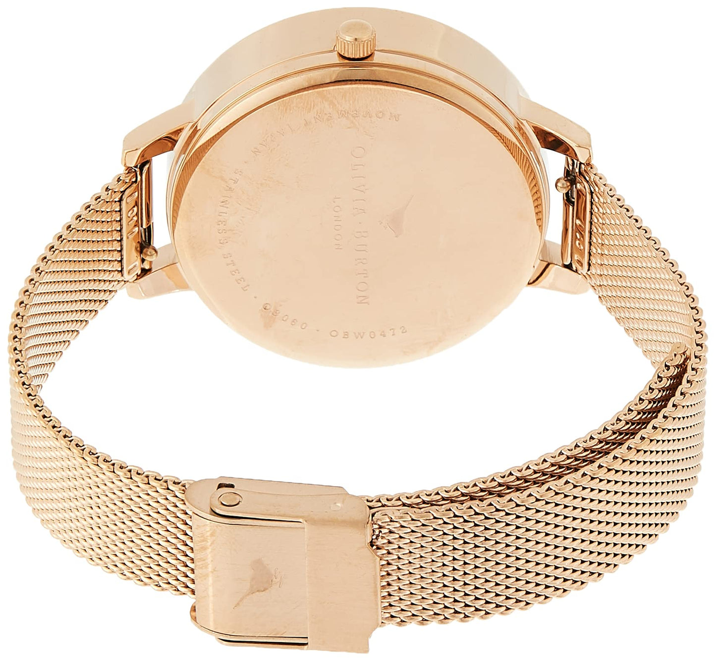 Olivia burton 3D Bee Qtz Basic Blush Sunray & Bee Round Dial Women's Watch|Ionic Plated Rose Gold Steel Material|Gold Color Band - OBGSET42