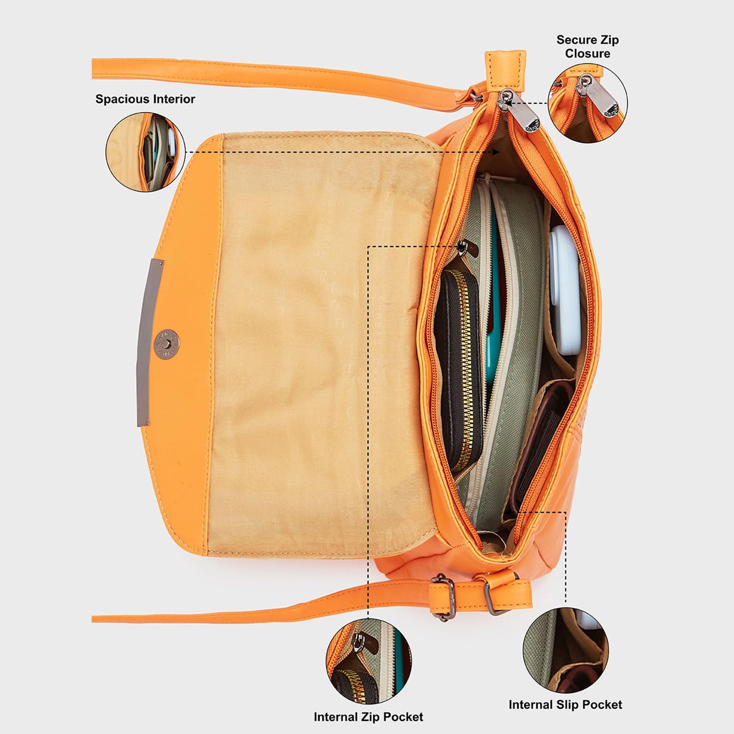 Caprese womens DIA SB Medium ORANGE Sling Bag