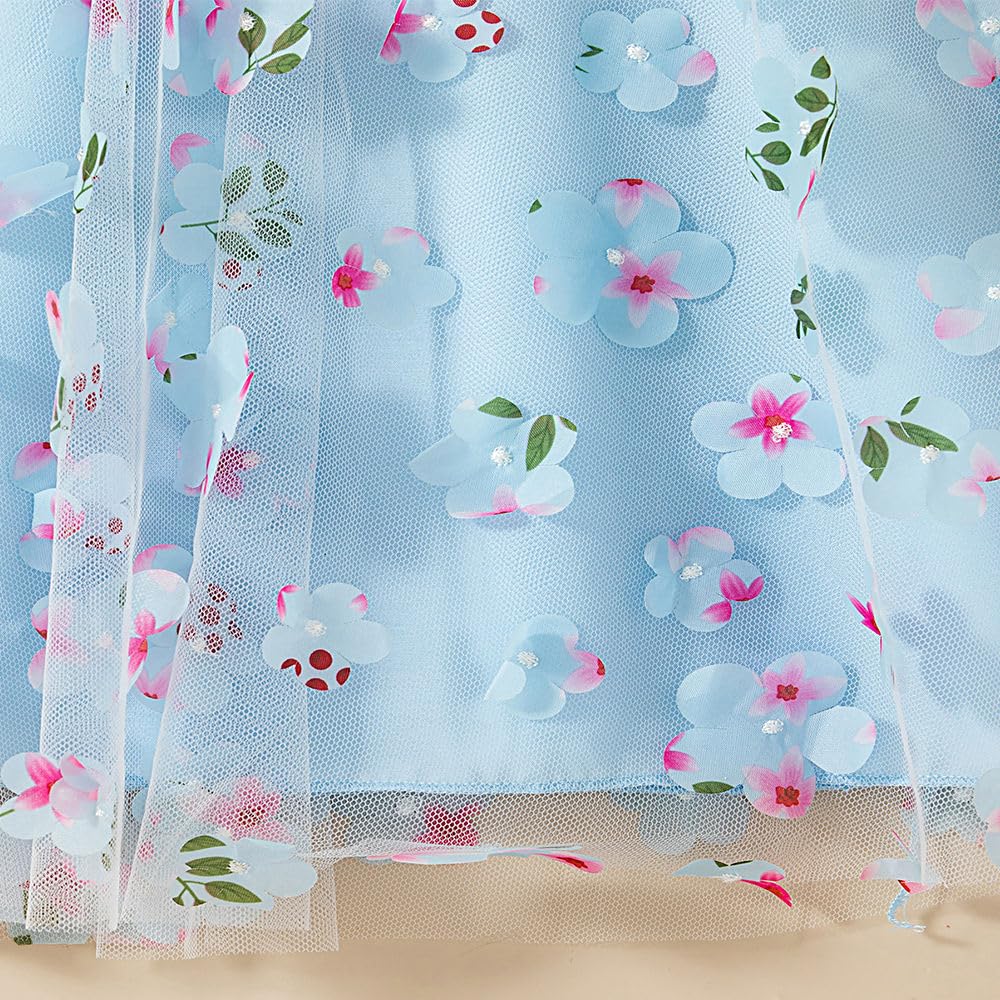 Hopscotch Girls Knee Length Casual Dresses in Blue Color For Ages (2-3 Years)